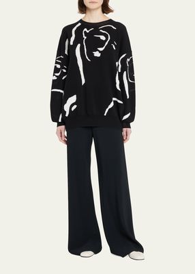 Braque Abstract-Intarsia Oversized Sweater