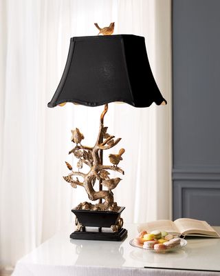 Brass Bird-on-Branch Lamp