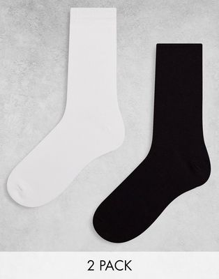 Brave Soul 2 pack socks in black and white - BLACK