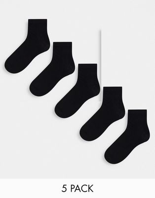 Brave Soul 5 pack sneaker socks in black