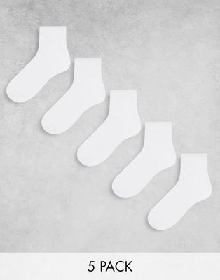 Brave Soul 5 pack sneaker socks in white