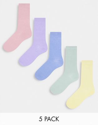Brave Soul 5 pack socks in lilac and blue-Purple