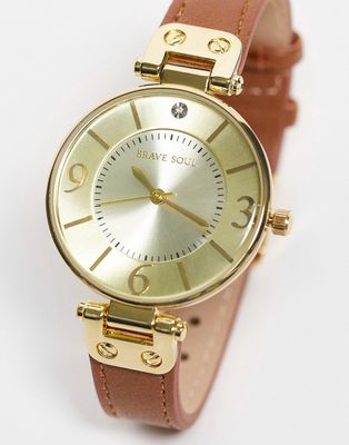 Brave Soul chunky bracelet watch in gold