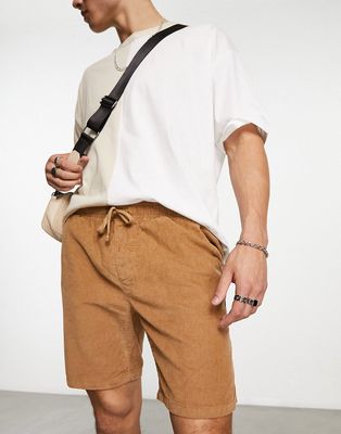 Brave Soul cord shorts in brown-Neutral