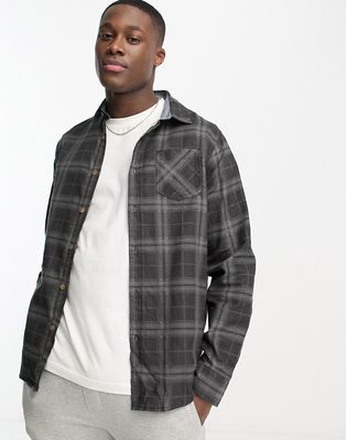 Brave Soul cotton check shirt in black & gray