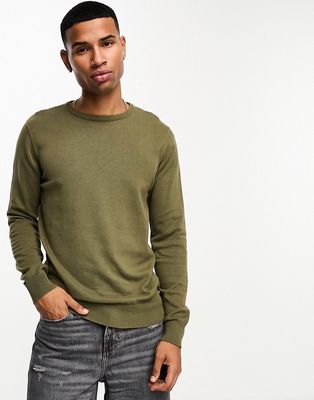 Brave Soul cotton crew neck sweater in ivy green