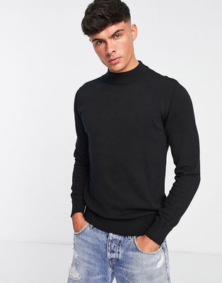 Brave Soul cotton turtle neck sweater in black