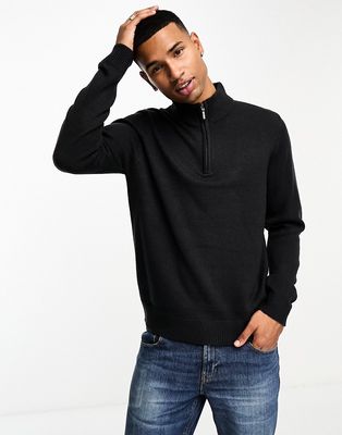 Brave Soul half zip sweater in dark navy
