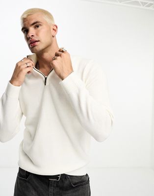 Brave Soul half zip sweater in vintage white