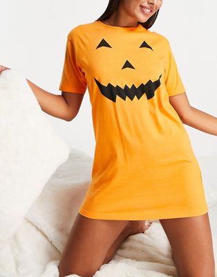 Brave Soul halloween pumpkin nIght dress in orange