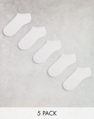 Brave Soul jackie 5 pack sneaker socks in white
