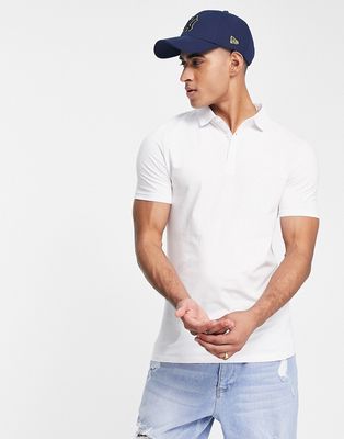 Brave Soul muscle fit polo in white