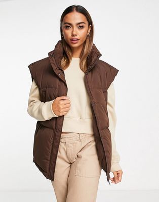 Brave Soul padded vest in chocolate brown