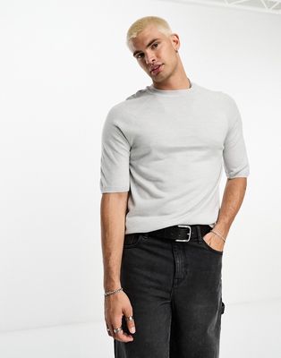 Brave Soul short sleeve knit T-shirt in light gray heather-White