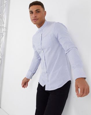 Brave Soul slim fit shirt in white-Blue