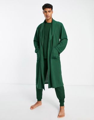 Brave Soul waffle robe in forest green