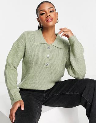 Brave Soul yola polo neck sweater in sage green