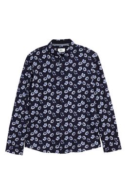 Brax Daniel Floral Button-Up Shirt in Navy