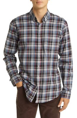 Brax Daniel Plaid Cotton Flannel Button-Down Shirt in Cork