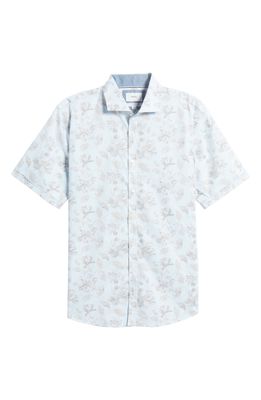 Brax Hardy Cotton Short Sleeve Button-Up Shirt in Frozen
