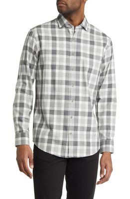 Brax Harold Check Light Flannel Button-Up Shirt in Silver