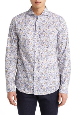 Brax Harold Hi Flex Modern Fit Floral Button-Up Shirt in Anchor