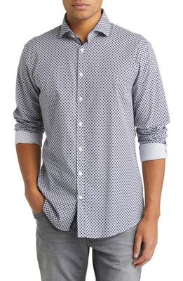 Brax Harold Hi-Flex Stretch Cotton Button-Up Shirt in Smoke Blue