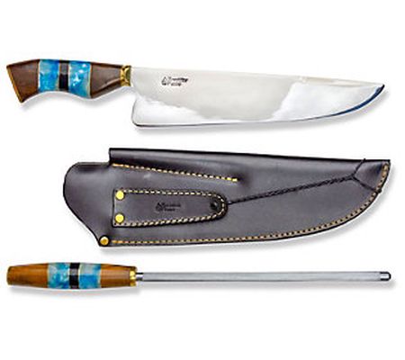 Brazilian Flame 10-inch Stainless Knife Picanha w/ Sharpener