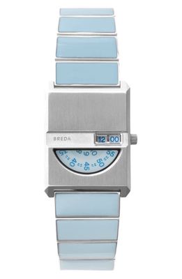 BREDA Pulse Tandem Stainless Steel Bracelet Watch, 26mm in Light Blue 