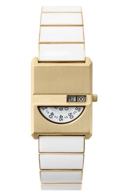 BREDA Pulse Tandem Stainless Steel Bracelet Watch, 26mm in White 