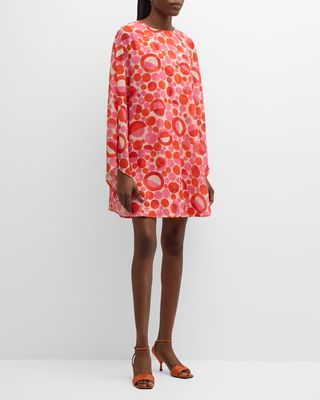 Bree Polka-Dot Cape-Sleeve Mini Dress