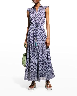 Bree Tassel Drawstring-Waist Cotton Maxi Dress