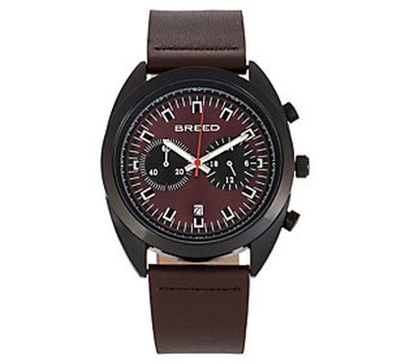 Breed Men's Racer Chronograph Maroon Leather St rap  Watch