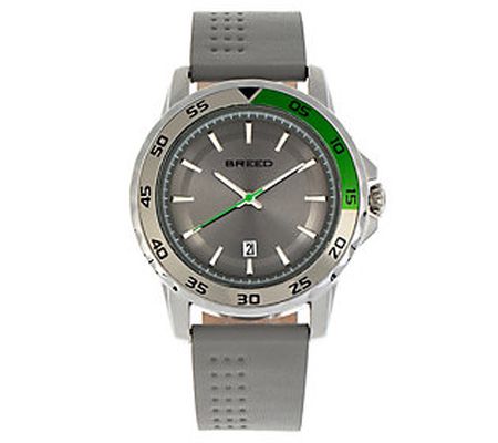 Breed Men's Revolution Light Gray Leather S tra p Watch