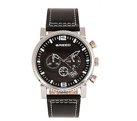 Breed Men's Ryker Chronograph Black Leather Str ap Watch