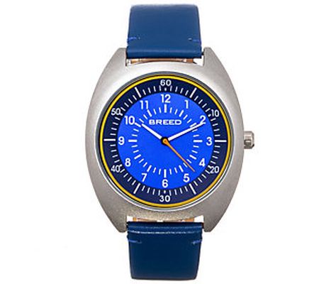 Breed Men's Victor Blue Leather Band Watch