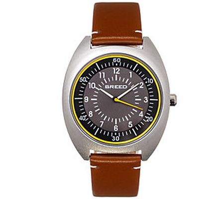 Breed Men's Victor Brown Leather Band Watch