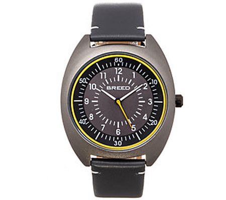 Breed Men's Victor Gray Leather Band Watch