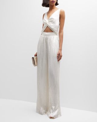 Brendaly Pleated Satin Jumpsuit