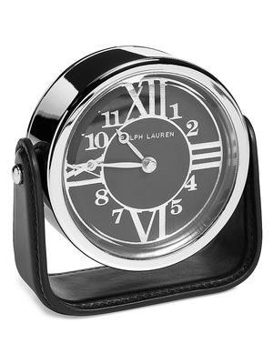 Brennan Black Leather Saddle Clock - Black - Black