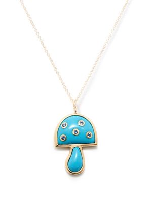 Brent Neale - Magic Mushroom Mini Turquoise & 18kt Gold Necklace - Womens - Light Blue