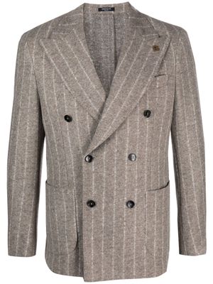 BRERAS MILANO pinstripe-pattern double-breasted blazer - Neutrals