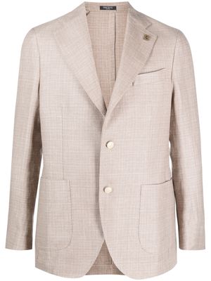 BRERAS MILANO single-breasted linen-wool blazer - Neutrals
