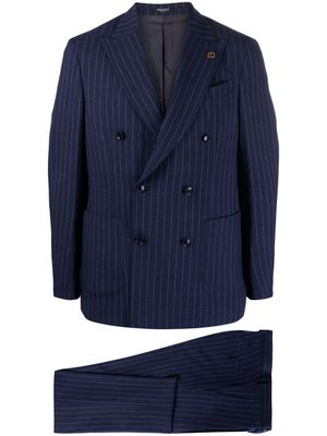 BRERAS MILANO striped double-breasted suit - Blue