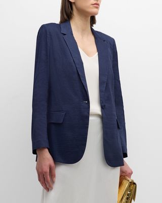 Bria Viscose Linen Cutaway Blazer Jacket