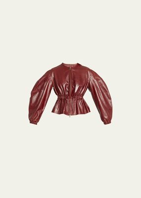 Briar Lacquered Napa Leather Peplum Jacket