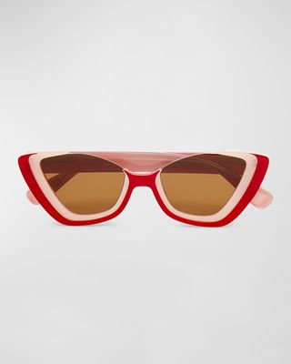 Brickell Two-Tone Acetate Cat-Eye Sunglasses