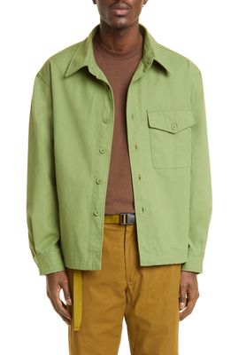 Bricks & Wood Button-Up Overshirt in Olive