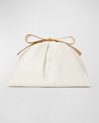 bridal bow leather clutch bag