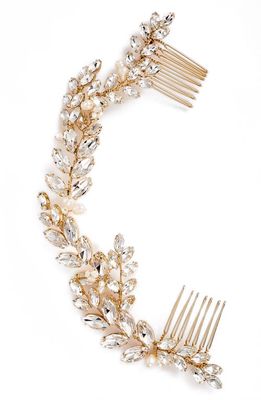 Brides & Hairpins Abrielle Crystal & Pearl Headpiece in Gold